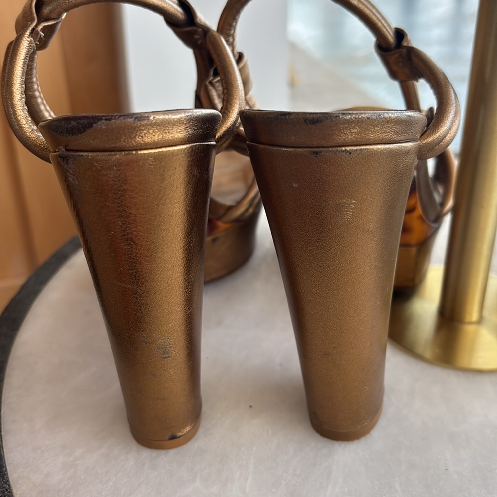 Gucci Women's Metallic Bronze Platform  Heels - Picture 2 of 10